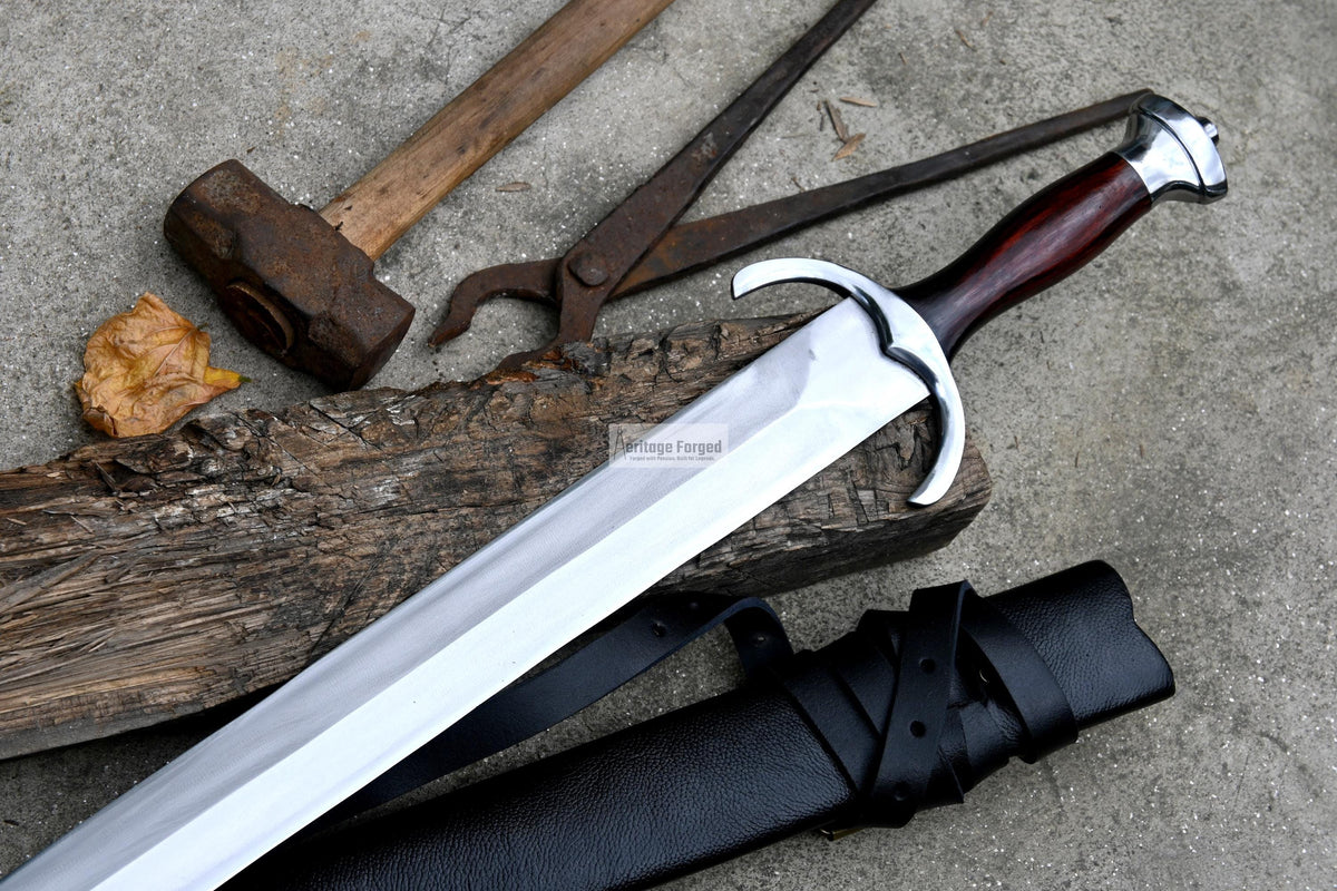 VIKING SWORD/24 inches Long Blade hand forged Sword/Leaf spring of truck/Rosewood Handle/Sharpen/Tempered/Ready to use/knife/knives