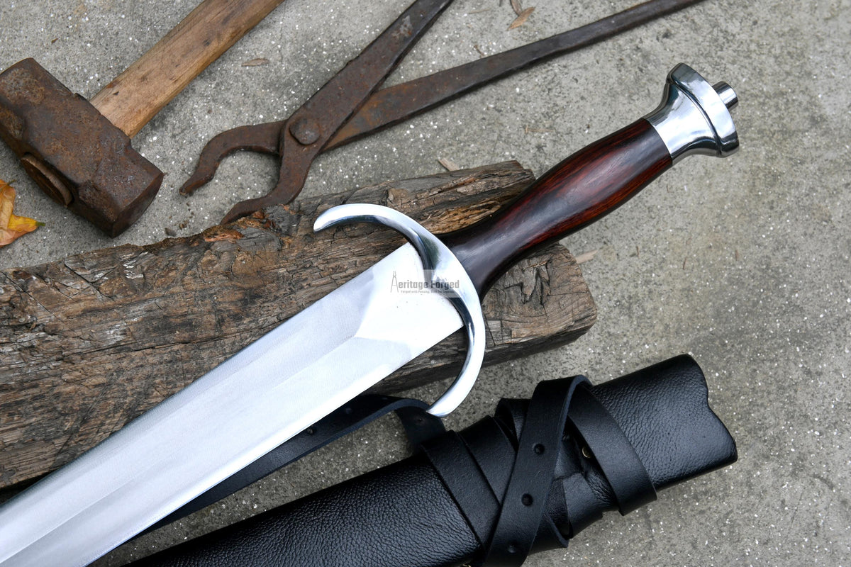 VIKING SWORD/24 inches Long Blade hand forged Sword/Leaf spring of truck/Rosewood Handle/Sharpen/Tempered/Ready to use/knife/knives