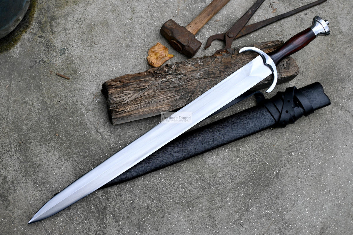 VIKING SWORD/24 inches Long Blade hand forged Sword/Leaf spring of truck/Rosewood Handle/Sharpen/Tempered/Ready to use/knife/knives