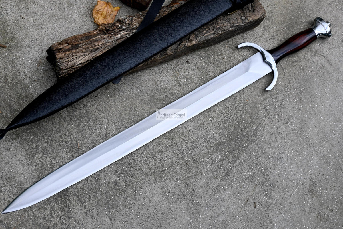 VIKING SWORD/24 inches Long Blade hand forged Sword/Leaf spring of truck/Rosewood Handle/Sharpen/Tempered/Ready to use/knife/knives