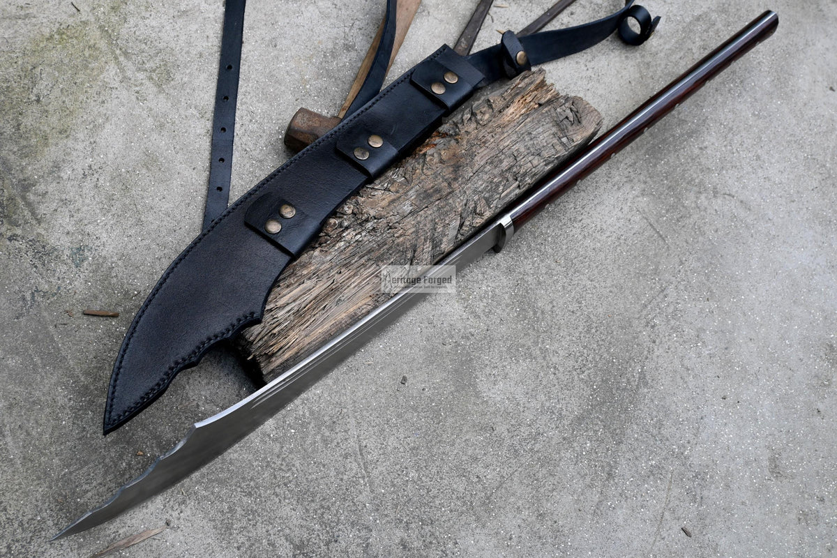 DAO MACHETE / Large Jungle Machete/20 inches Long Blade Heavy duties machete/ Long Handle/ Leaf spring of truck/ Tempered/Sharpen/Working