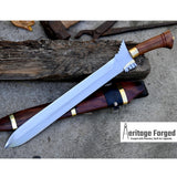 STRAIGHT KRIS SWORD/16 inches Long Blade hand forged Filipino Dagger/Leaf spring of truck/Rosewood Handle/Sharpen/Tempered/Ready to use