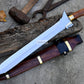 STRAIGHT KRIS SWORD/16 inches Long Blade hand forged Filipino Dagger/Leaf spring of truck/Rosewood Handle/Sharpen/Tempered/Ready to use