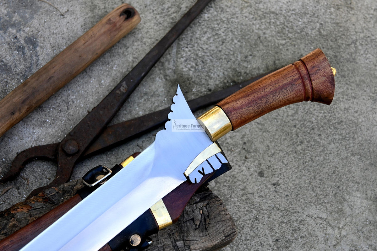 STRAIGHT KRIS SWORD/16 inches Long Blade hand forged Filipino Dagger/Leaf spring of truck/Rosewood Handle/Sharpen/Tempered/Ready to use