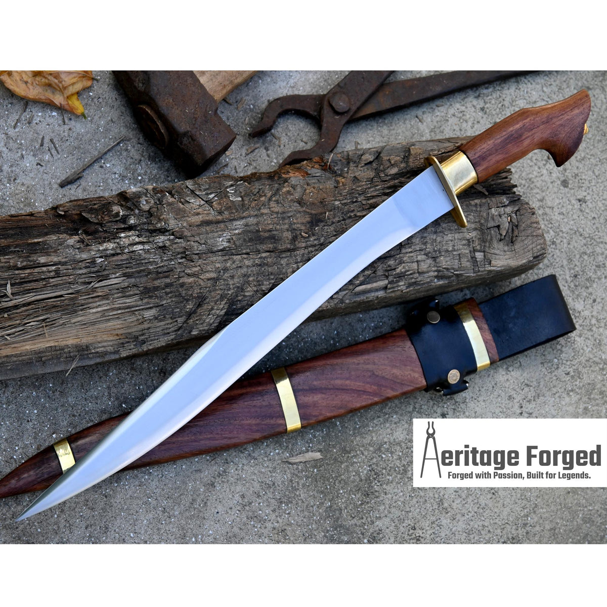 ESPADA KNIFE /15 inches long Blade Hand Forged Filipino Sword/ Machete/Handmade from Leaf spring of Truck-Balance water tempered/Sharp