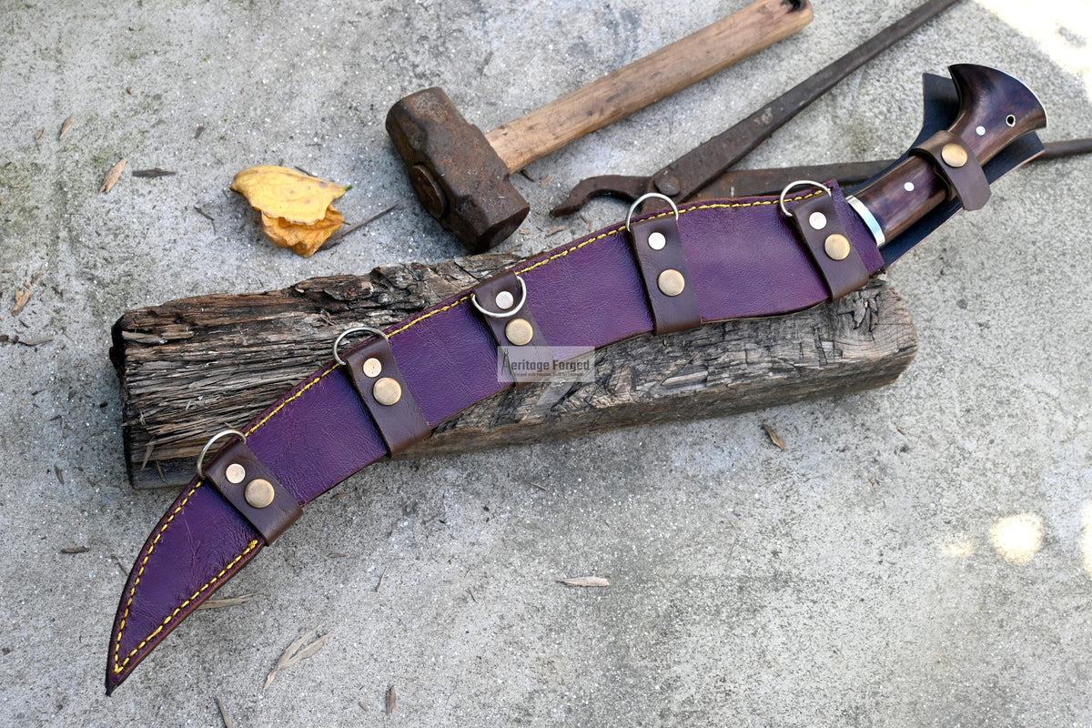 KHOPESH SHORT SWORD/ 18 inches Long Blade hand forged Egyptian khopesh sword /Leaf spring of truck /Sharpen/Tempered/Ready to use/knives