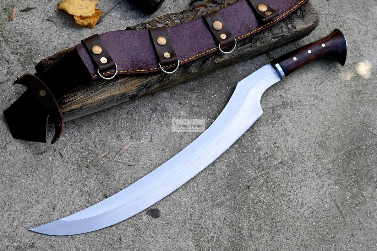 KHOPESH SHORT SWORD/ 18 inches Long Blade hand forged Egyptian khopesh sword /Leaf spring of truck /Sharpen/Tempered/Ready to use/knives