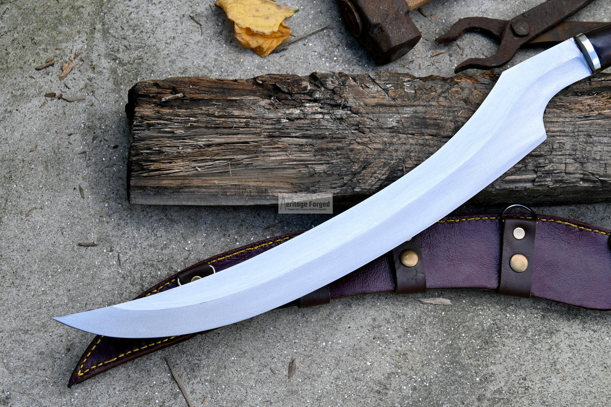 KHOPESH SHORT SWORD/ 18 inches Long Blade hand forged Egyptian khopesh sword /Leaf spring of truck /Sharpen/Tempered/Ready to use/knives