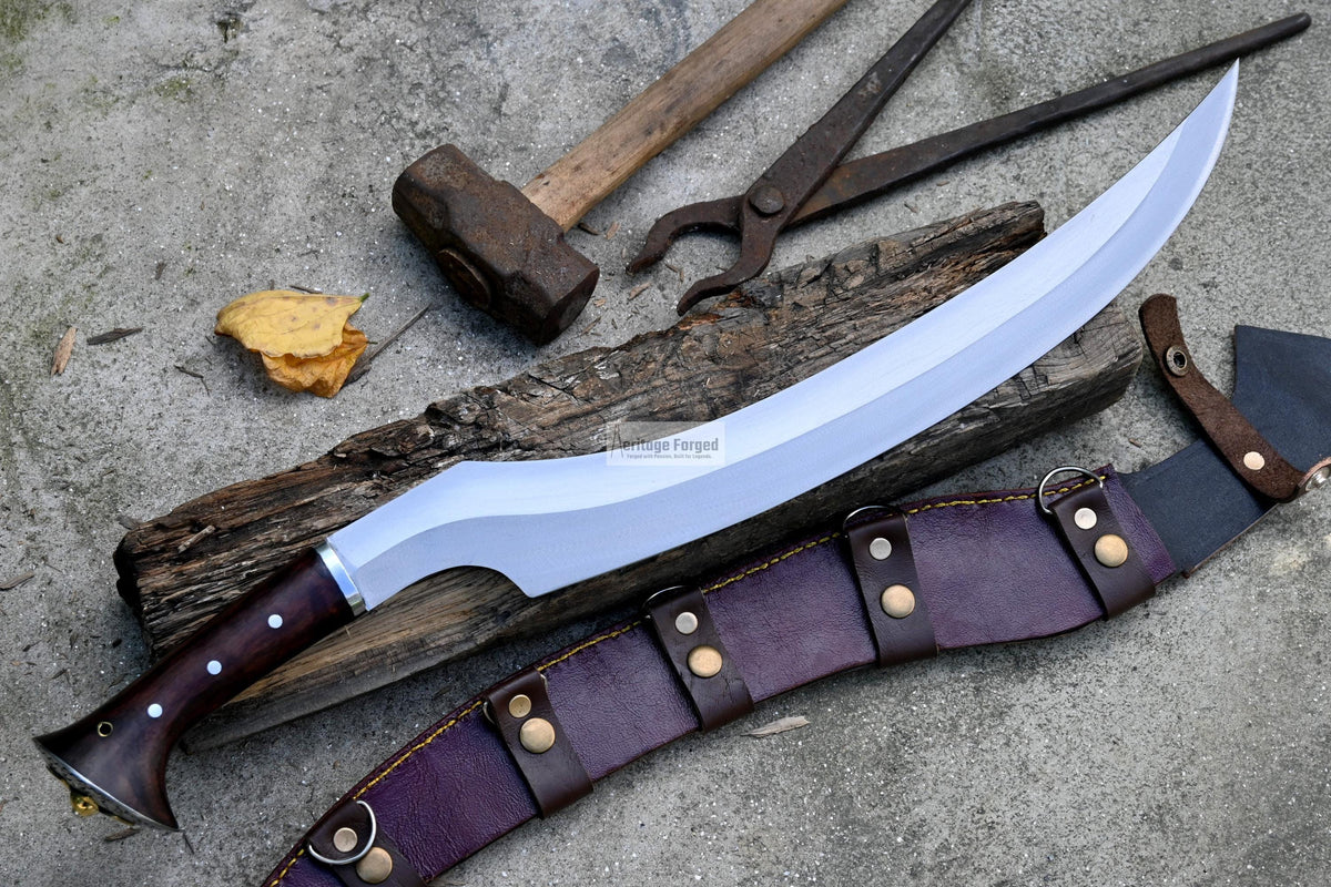 KHOPESH SHORT SWORD/ 18 inches Long Blade hand forged Egyptian khopesh sword /Leaf spring of truck /Sharpen/Tempered/Ready to use/knives