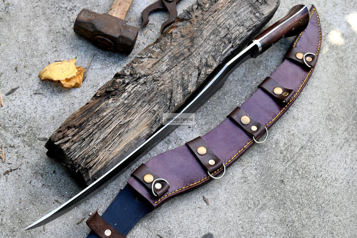 KHOPESH SHORT SWORD/ 18 inches Long Blade hand forged Egyptian khopesh sword /Leaf spring of truck /Sharpen/Tempered/Ready to use/knives