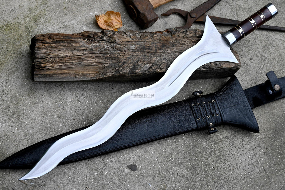 KRIS SWORD/21 inches long Blade handmade sword/ Real working machete/ Historical Machete/Best for Heavy duties/Carbon steel/Sharp