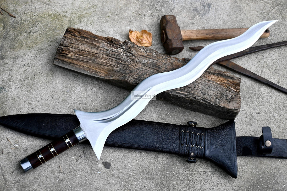KRIS SWORD/21 inches long Blade handmade sword/ Real working machete/ Historical Machete/Best for Heavy duties/Carbon steel/Sharp