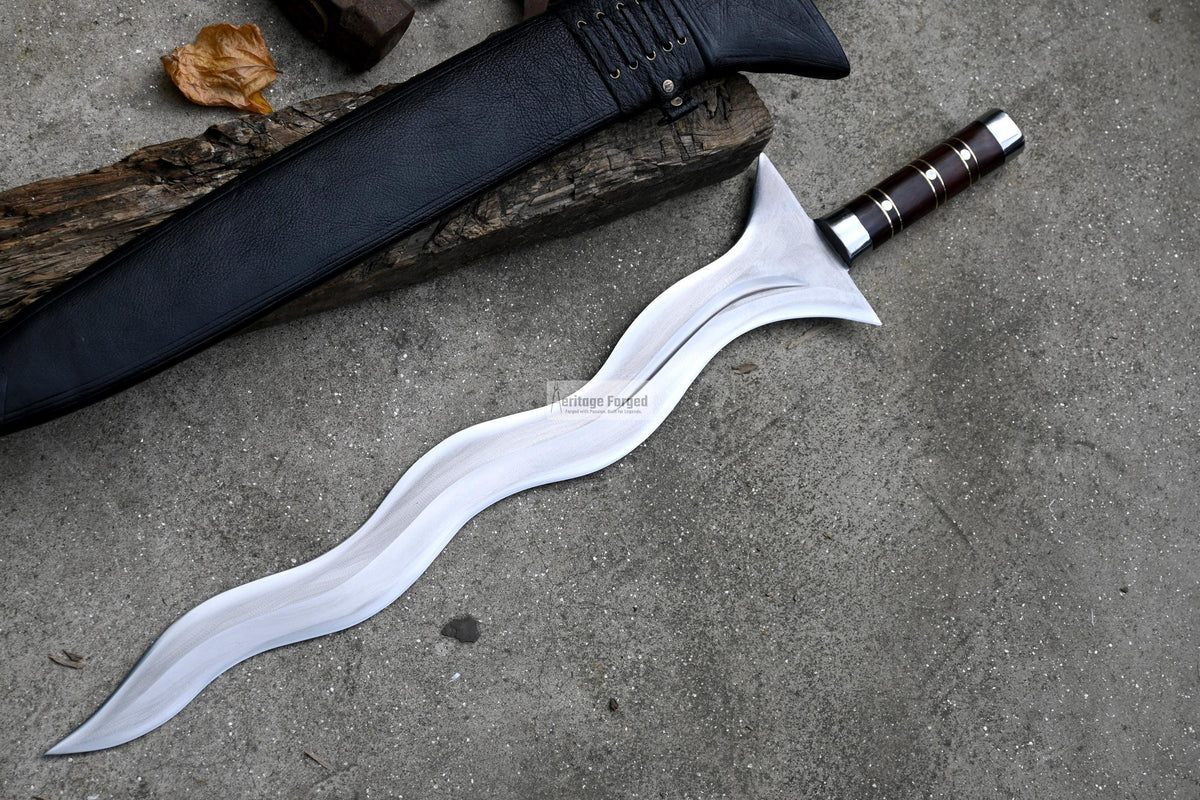 KRIS SWORD/21 inches long Blade handmade sword/ Real working machete/ Historical Machete/Best for Heavy duties/Carbon steel/Sharp