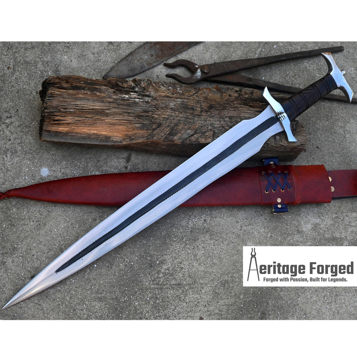 VIKING SWORD/21 inches Long Blade hand forged Sword/Leaf spring of truck/Rosewood Handle/Sharpen/Tempered/Ready to use/knife/knives