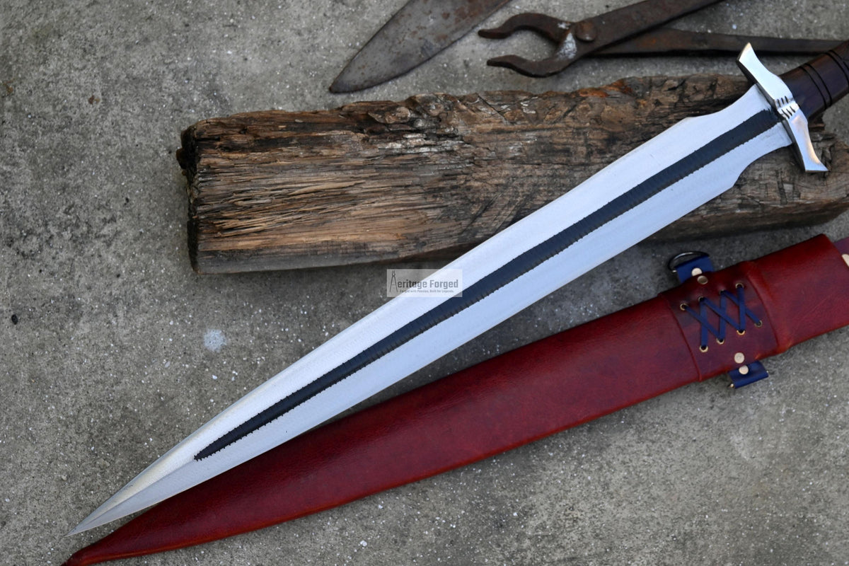 VIKING SWORD/21 inches Long Blade hand forged Sword/Leaf spring of truck/Rosewood Handle/Sharpen/Tempered/Ready to use/knife/knives