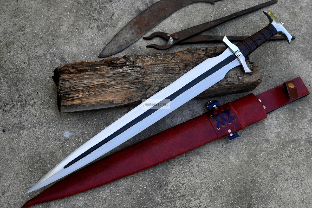 VIKING SWORD/21 inches Long Blade hand forged Sword/Leaf spring of truck/Rosewood Handle/Sharpen/Tempered/Ready to use/knife/knives