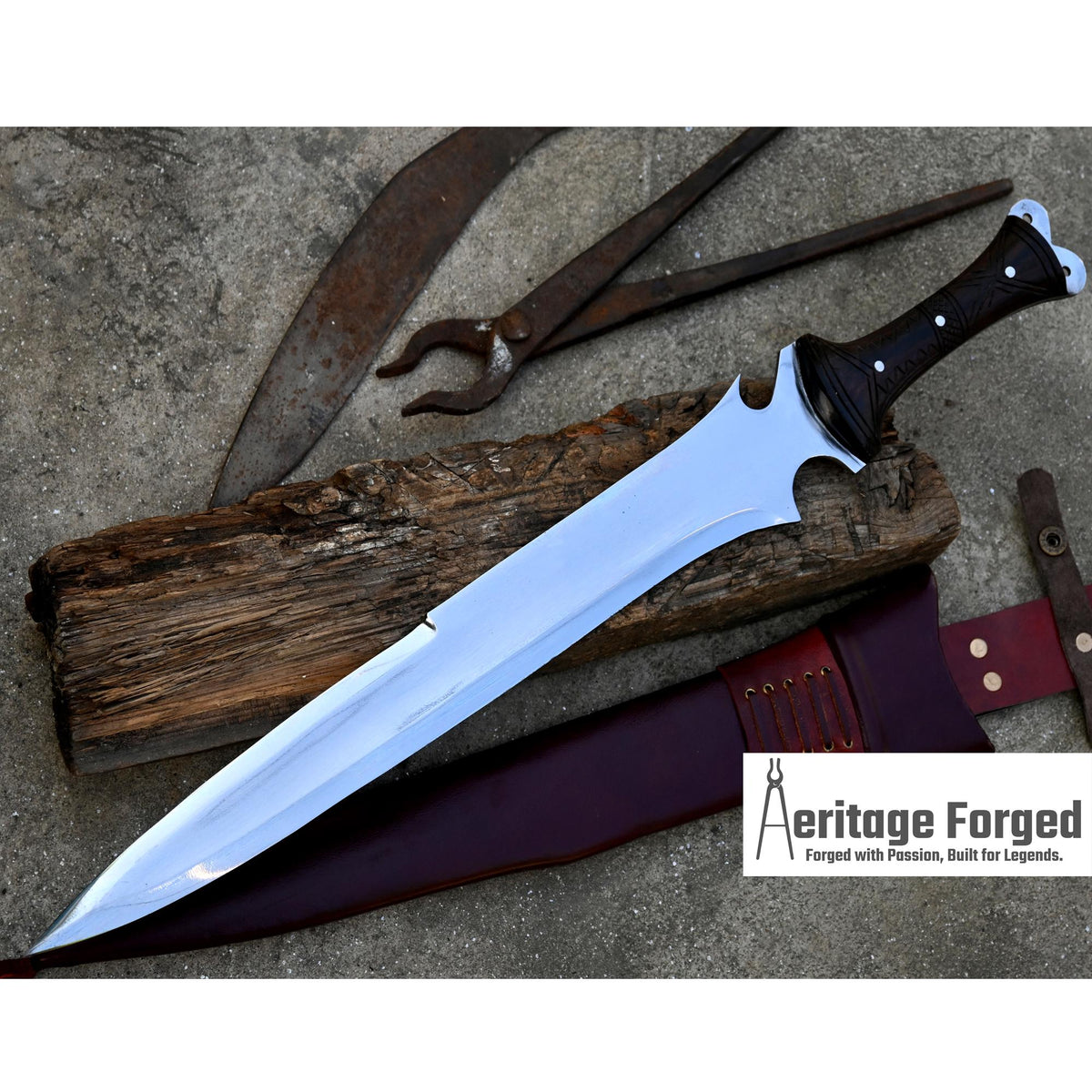 KRAUSER MACHETE/18 inches long Blade handmade DAGGER/ Real working machete/ Movie knife/Best for Heavy duties/Carbon steel/Sharp