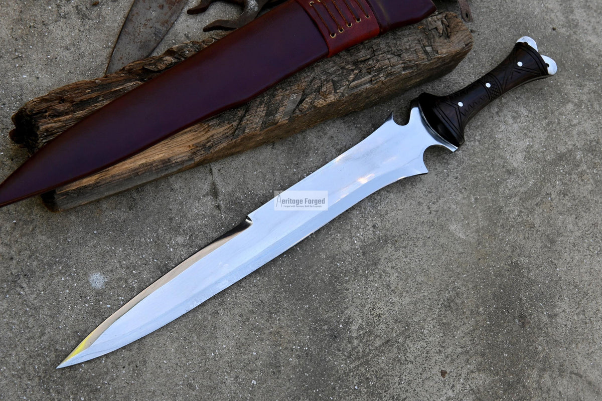 KRAUSER MACHETE/18 inches long Blade handmade DAGGER/ Real working machete/ Movie knife/Best for Heavy duties/Carbon steel/Sharp