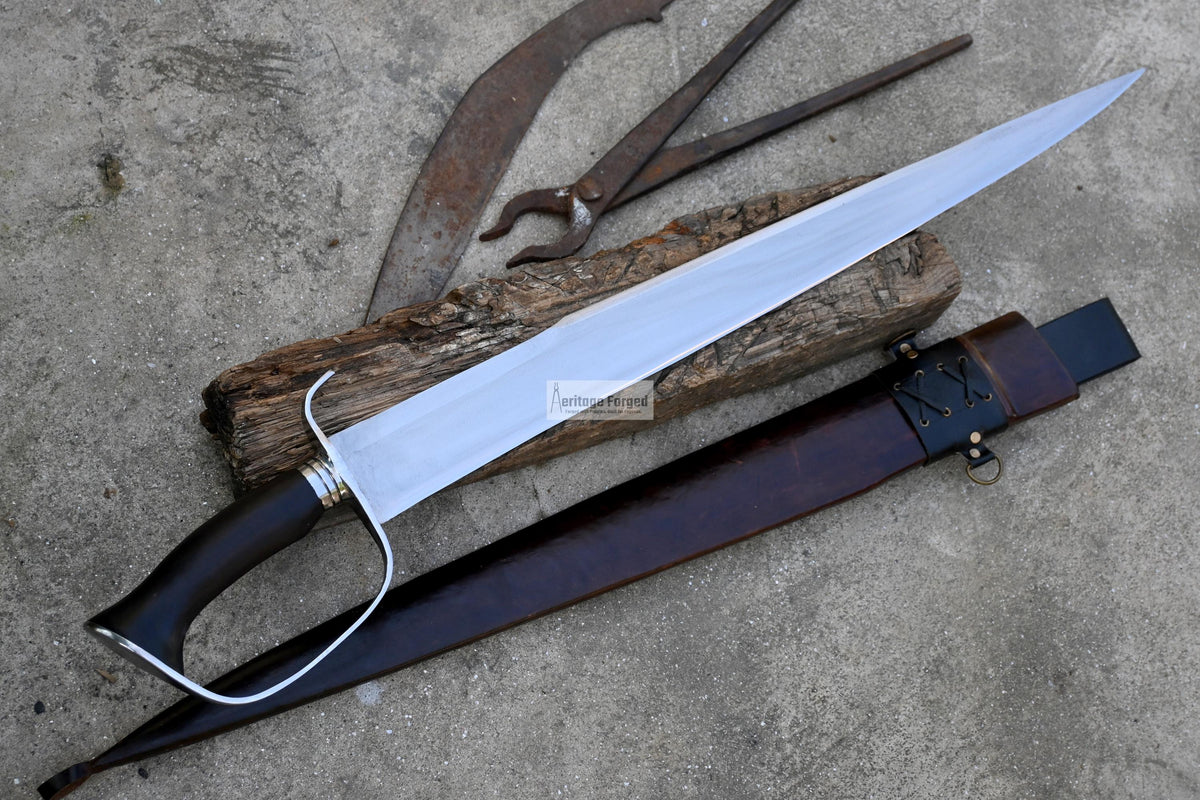 KHYBER SWORD/historical Afghan sword /22 inches Long Blade machete/ Full tang/ Leaf spring of truck/ Tempered/Sharpen/Working/sword