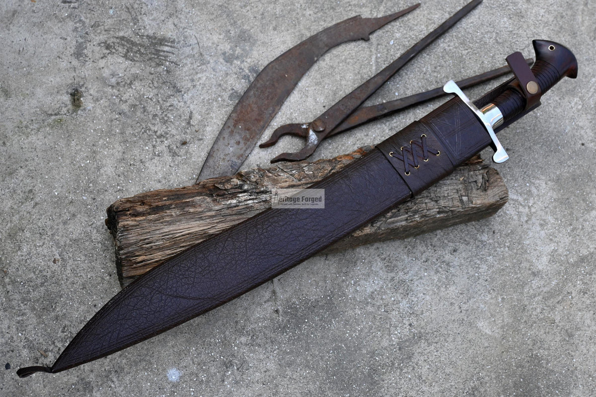 NAVAL MACHETE / Large Jungle Cleaver/20 inches Long Blade Heavy duties machete/ Full tang/ Leaf spring of truck/ Tempered/Sharpen/Working