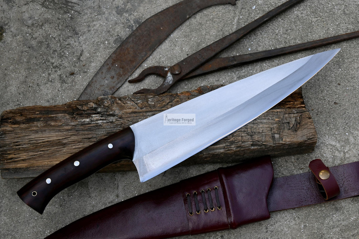 CHEF KNIFE / 13 inches long Blade / Hand forged hunting knife / jungle chef knife / Tempered / Sharpen/ Ready to use