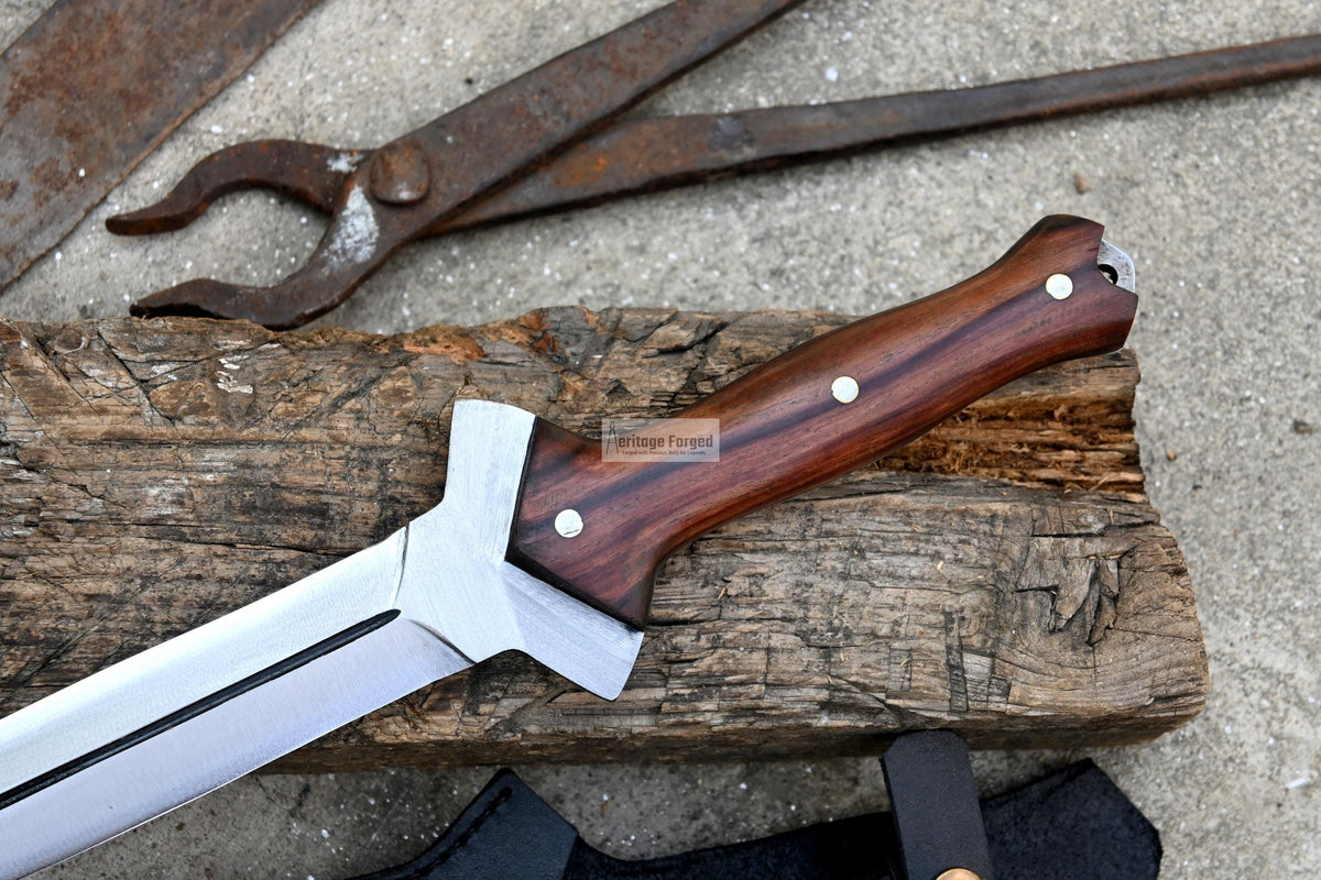 HUNTING DAGGER/9 inches long blade hunting knife/handmade knife/Leaf spring of truck/wooden Handle/Sharpen/Tempered/knife/knives