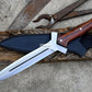 HUNTING DAGGER/9 inches long blade hunting knife/handmade knife/Leaf spring of truck/wooden Handle/Sharpen/Tempered/knife/knives