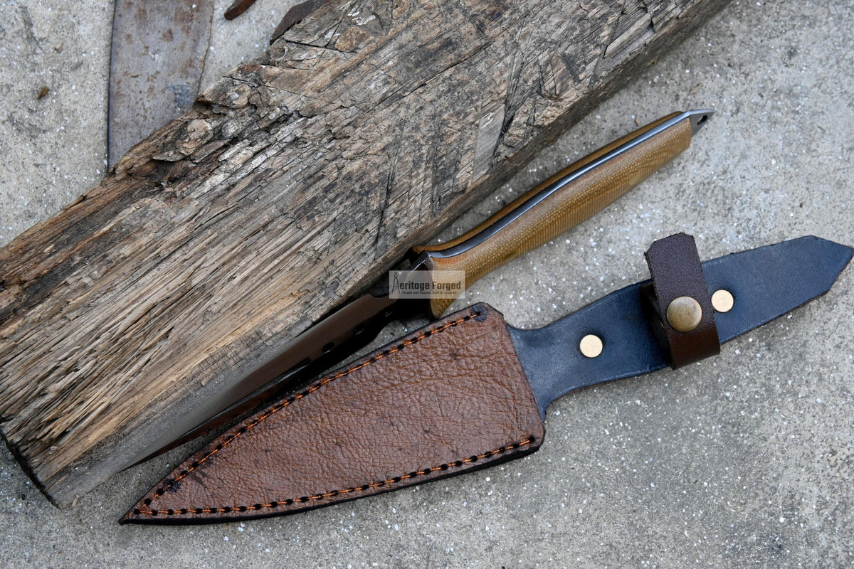 HUNTING DAGGER/6 inches long blade hunting knife/handmade knife/Leaf spring of truck/Micarta Handle/Sharpen/Tempered/knife/knives