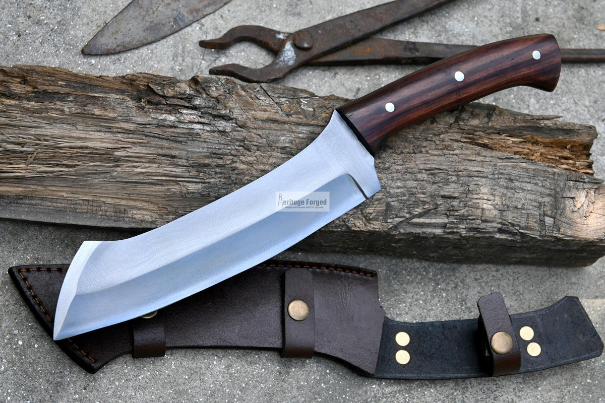 HUNTING KOPESH/9 inches long blade hunting knife/handmade knife/Leaf spring of truck/wooden Handle/Sharpen/Tempered/knife/knives