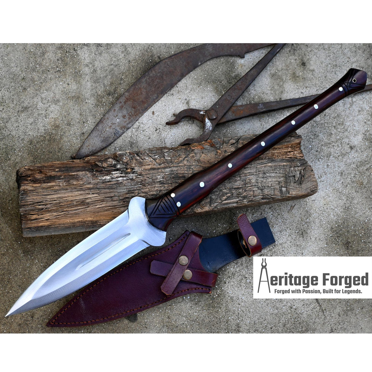 HUNTING SPEAR / hand forged spear /9 inches Long Blade spear/ throwing Spear/ Full tang/ Leaf spring of truck/ Tempered/Sharpen