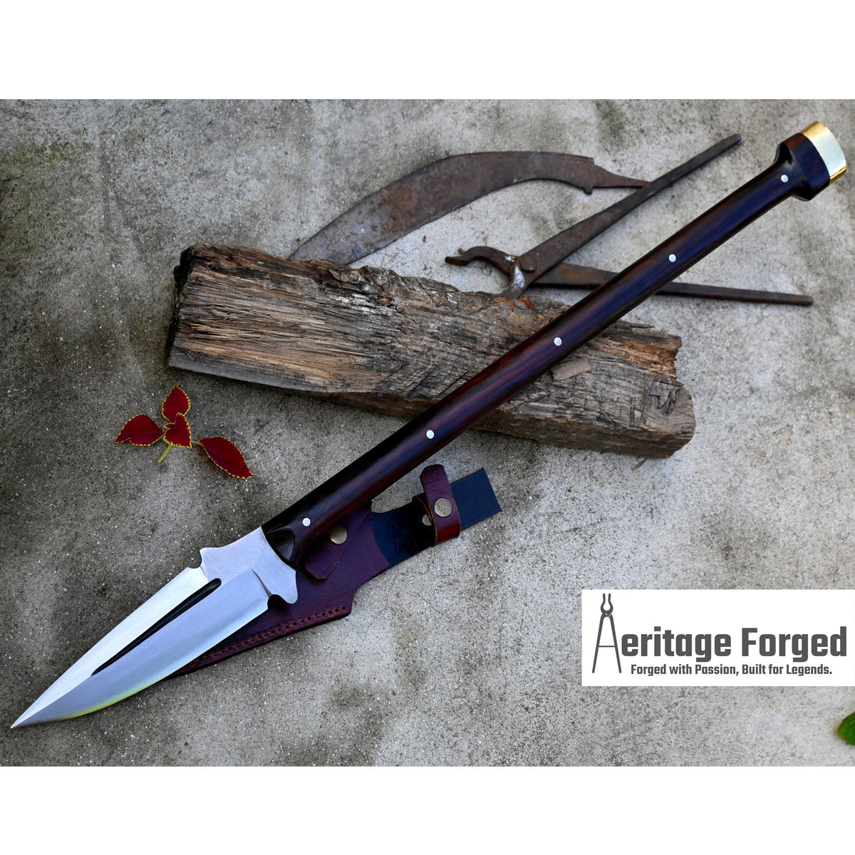 HUNTING SPEAR / hand forged spear /9 inches Long Blade spear/ throwing Spear/ Full tang/ Leaf spring of truck/ Tempered/Sharpen