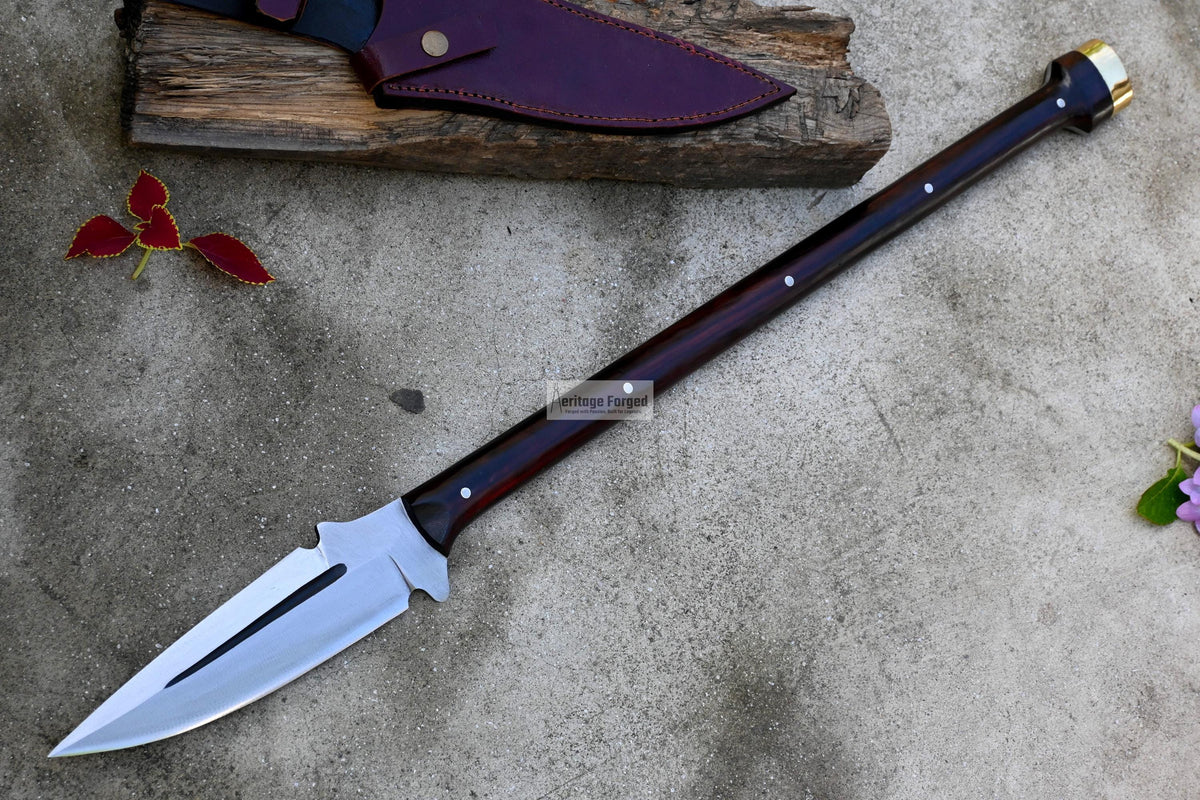 HUNTING SPEAR / hand forged spear /9 inches Long Blade spear/ throwing Spear/ Full tang/ Leaf spring of truck/ Tempered/Sharpen
