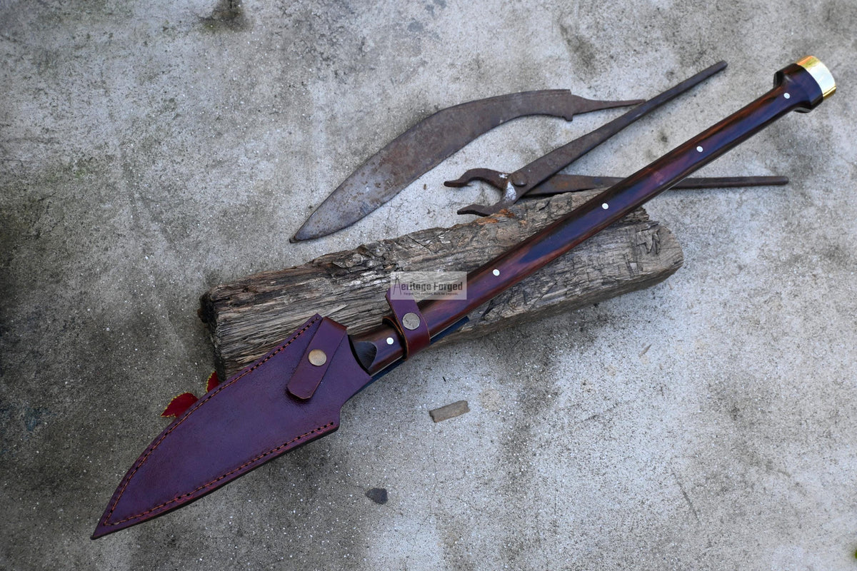 HUNTING SPEAR / hand forged spear /9 inches Long Blade spear/ throwing Spear/ Full tang/ Leaf spring of truck/ Tempered/Sharpen