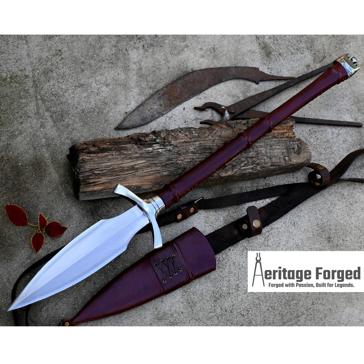 NORSEMAN SPEAR / hand forged spear /10 inches Long Blade spear/ throwing Spear/ Full tang/ Leaf spring of truck/ Tempered/Sharpen