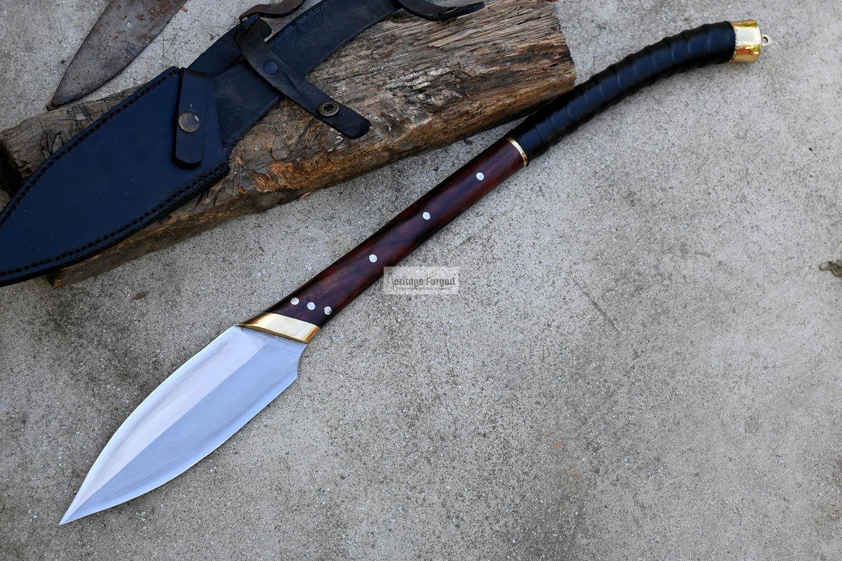 LEAF SPEAR / hand forged spear /8 inches Long Blade spear/ Collectible Spear/ Full tang/ spring of truck/ Tempered/Sharpen/hunting spear