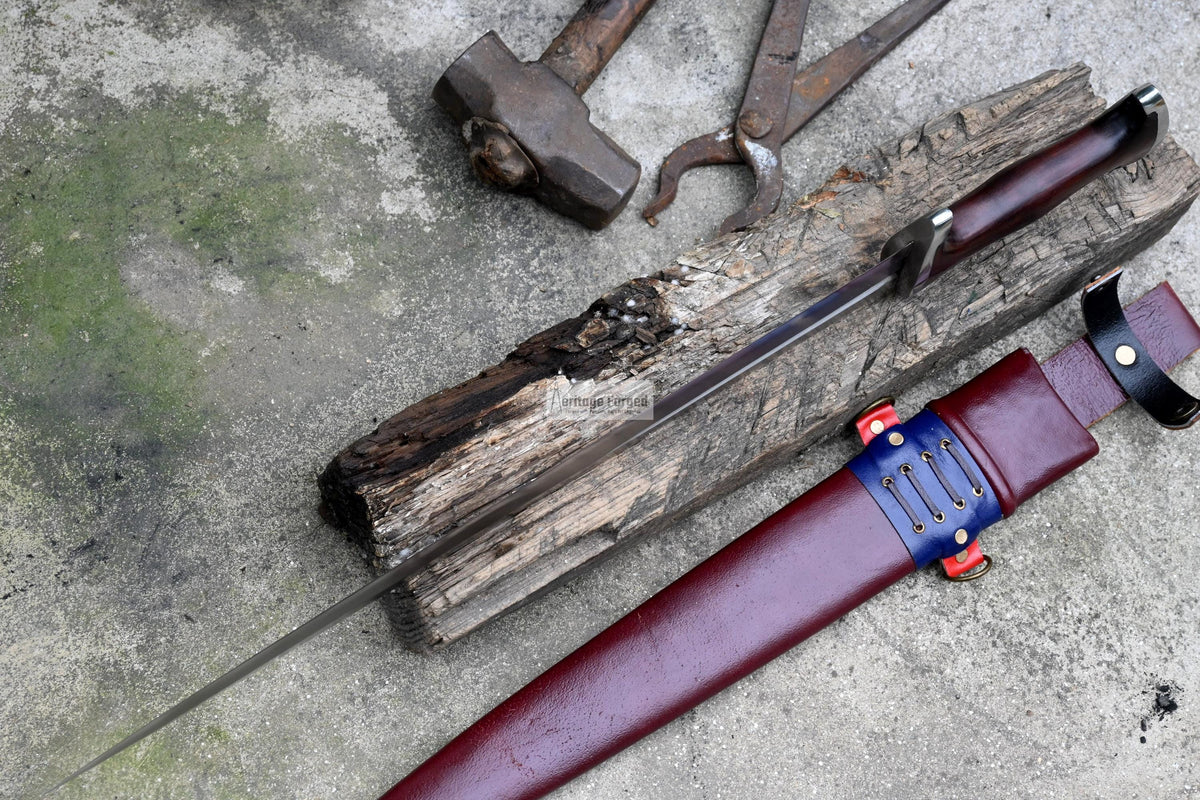 SWISS DEGEN SWORD /17 inches long Blade Hand forged sword/Leaf spring of truck/Balance water tempered/Short sword/Sharpen/Sheath included