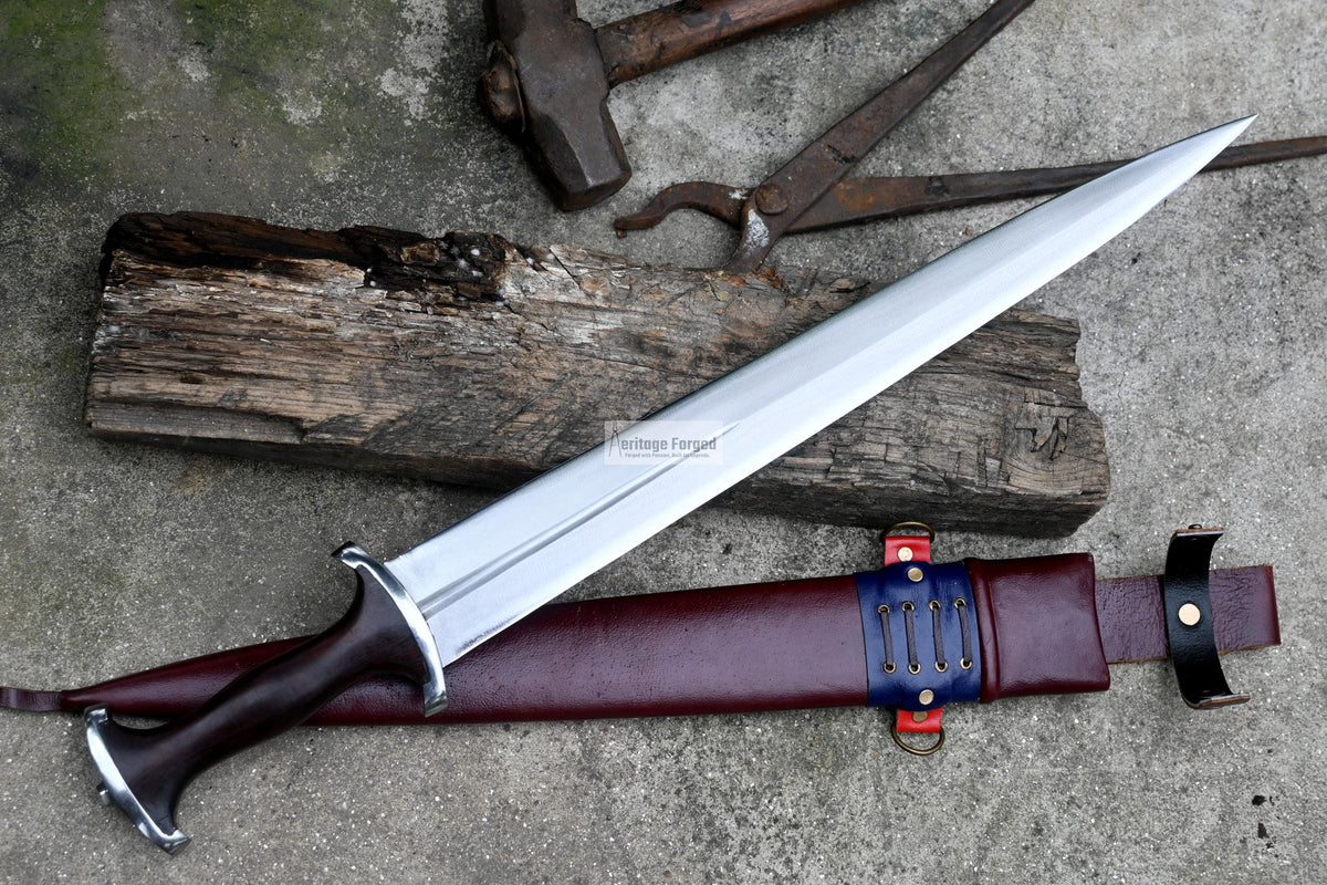 SWISS DEGEN SWORD /17 inches long Blade Hand forged sword/Leaf spring of truck/Balance water tempered/Short sword/Sharpen/Sheath included