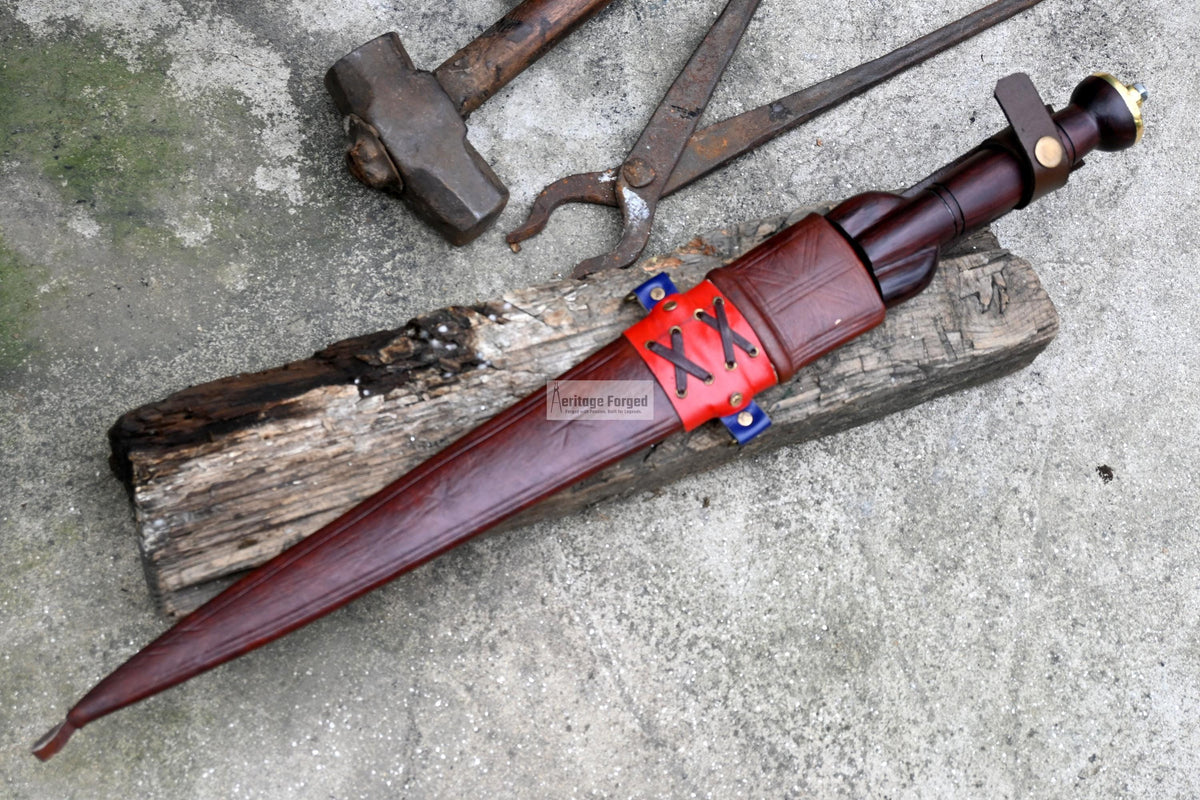 SCOTTISH DIRK/15 inches Long Blade Hand forged dirk knife /Leaf spring of truck/Rosewood Handle/Sharpen/Tempered/Ready to use/knife/knives