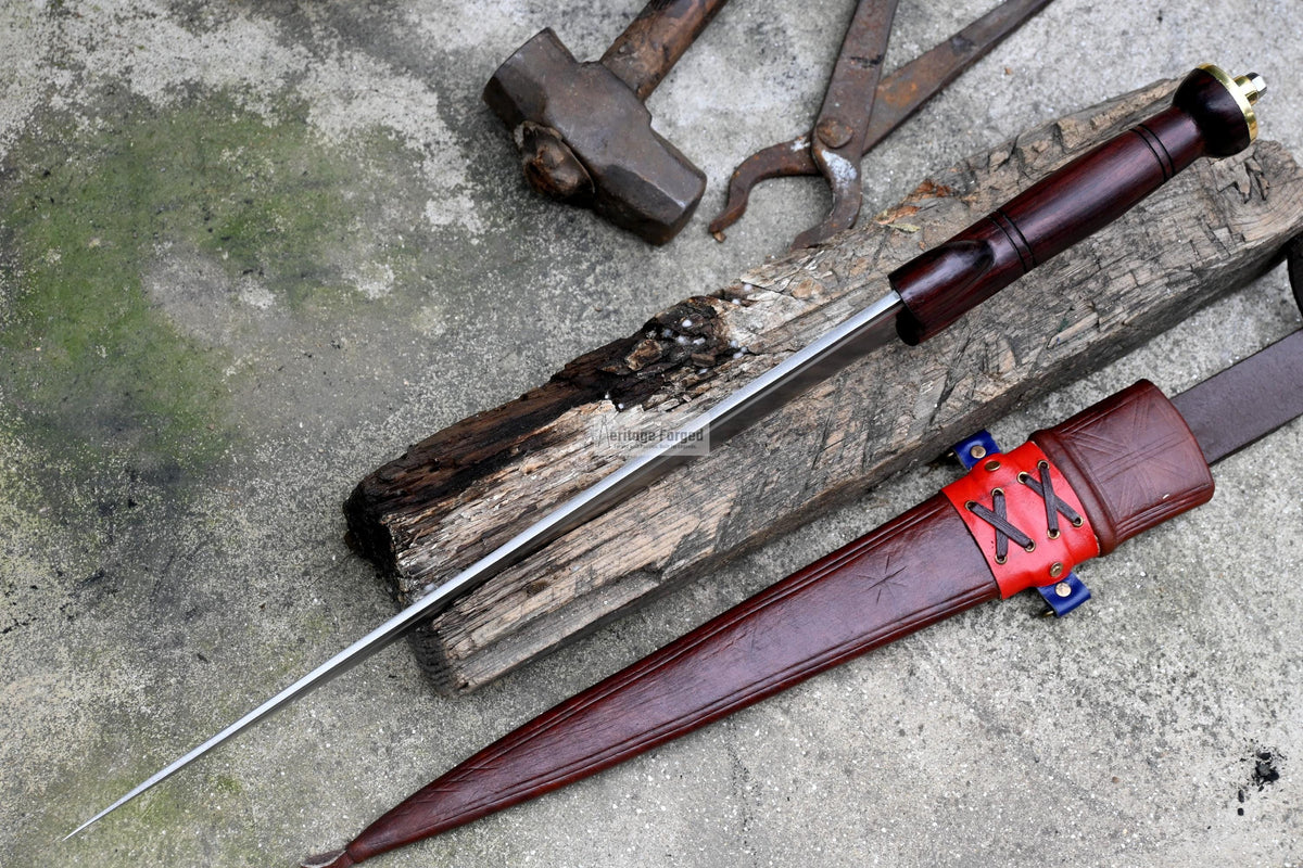 SCOTTISH DIRK/15 inches Long Blade Hand forged dirk knife /Leaf spring of truck/Rosewood Handle/Sharpen/Tempered/Ready to use/knife/knives