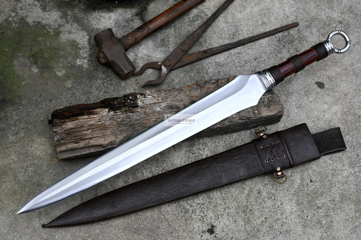 VIKING SWORD/20 inches Long Blade hand forged Sword/Leaf spring of truck/Rosewood Handle/Sharpen/Tempered/Ready to use/knife/knives