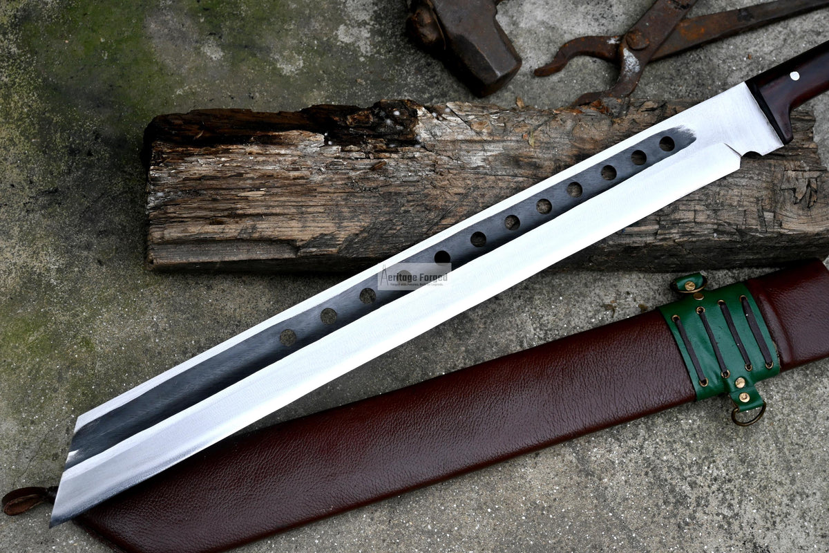 SEAX MACHETE / Large Jungle Machete/ 20 inches Long Blade Heavy duties machete/ Full tang/ Leaf spring of truck/ Tempered/Sharpen/Working