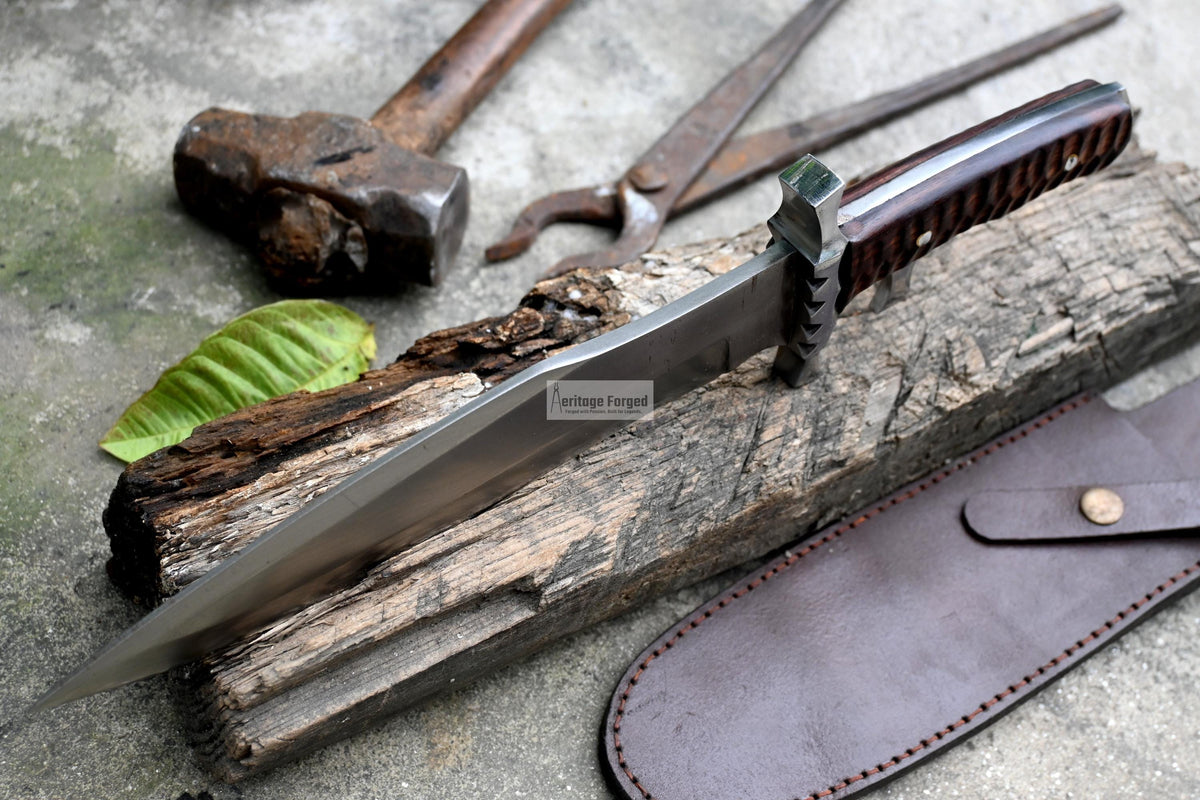 RAMBO V KNIFE/ Rambo Last Blood knife/10 inches long Blade hand forged knife/Made from leaf spring/ Tempered/ Sharpen/Ready to use