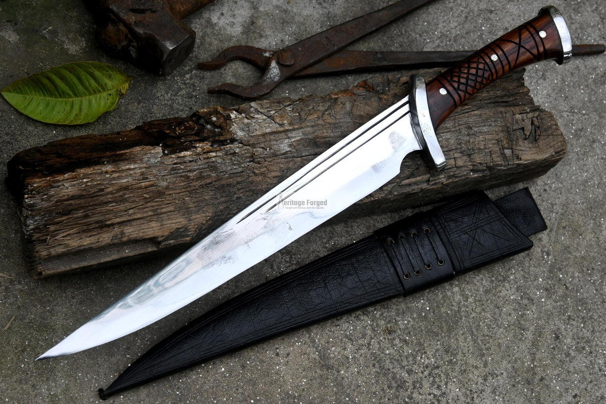 CHOPPER KNIFE / 13 inches long Blade Hunting knife / Hand forged knife / Made from Leaf spring of truck / Tempered / Sharpen/ Ready to use