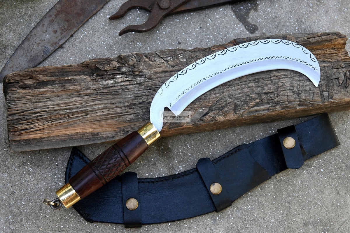 SICKLE KNIFE/Traditional Nepalese knife/Farmer Sickle /Leaf spring of truck/Rosewood Handle/Sharpen/Tempered/Ready to use/knife/knives