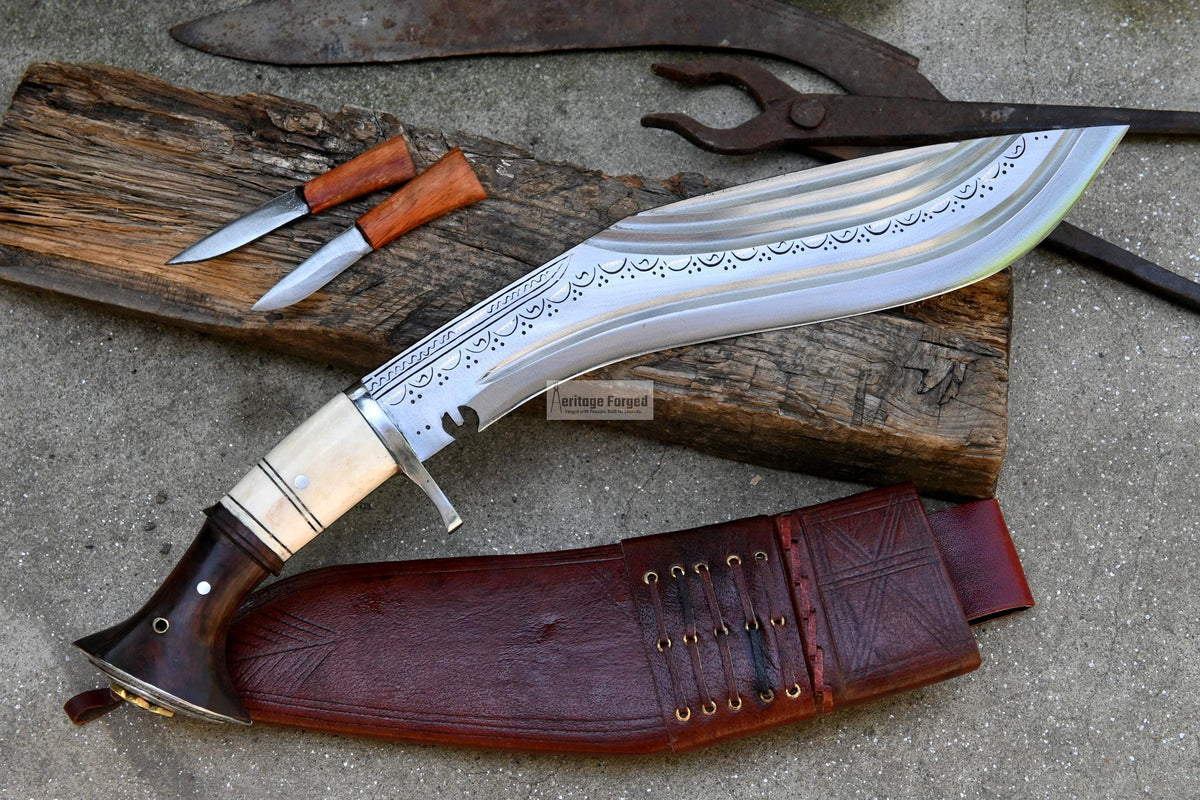 CHIRRA KHUKURI / Large kukri Machete/ 13 inches Long Blade Heavy duties machete/ Full tang/ Leaf spring of truck/ Tempered/Sharpen/Working