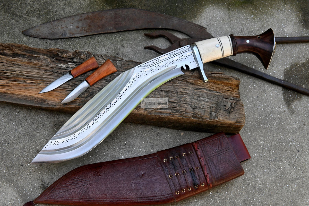 CHIRRA KHUKURI / Large kukri Machete/ 13 inches Long Blade Heavy duties machete/ Full tang/ Leaf spring of truck/ Tempered/Sharpen/Working