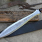 CELTIC LEAF SWORD / 21 inches Long Blade hand forged Sword/Leaf spring of truck/Rosewood Handle/Sharpen/Tempered/Flower pattern Etched sword