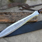 CELTIC LEAF SWORD / 21 inches Long Blade hand forged Sword/Leaf spring of truck/Rosewood Handle/Sharpen/Tempered/Flower pattern Etched sword