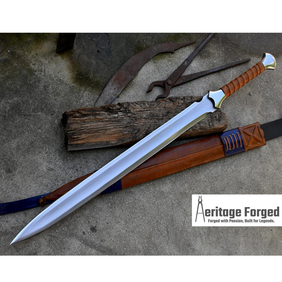 SPIT SWORD/Handmade sword sword /24 inches Long Blade machete/ Full tang/ Leaf spring of truck/ Tempered/Sharpen/Working/sword