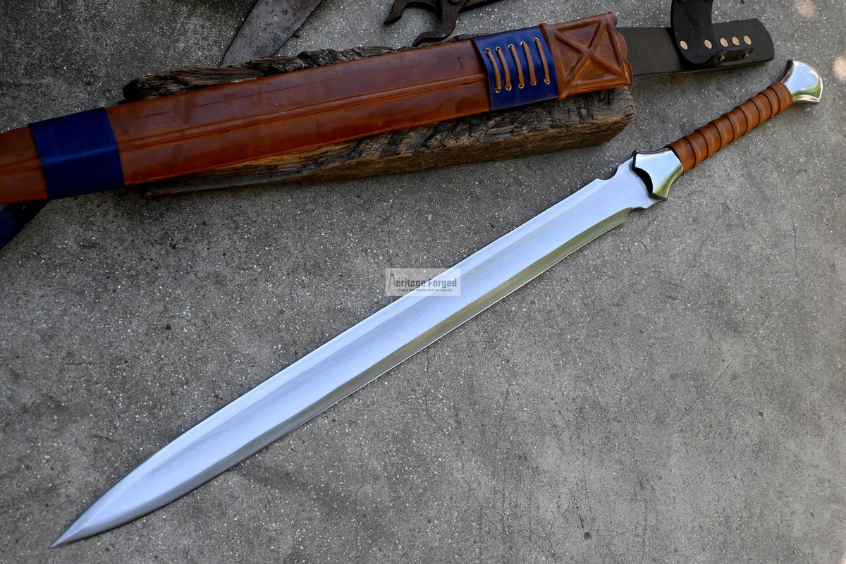 SPIT SWORD/Handmade sword sword /24 inches Long Blade machete/ Full tang/ Leaf spring of truck/ Tempered/Sharpen/Working/sword